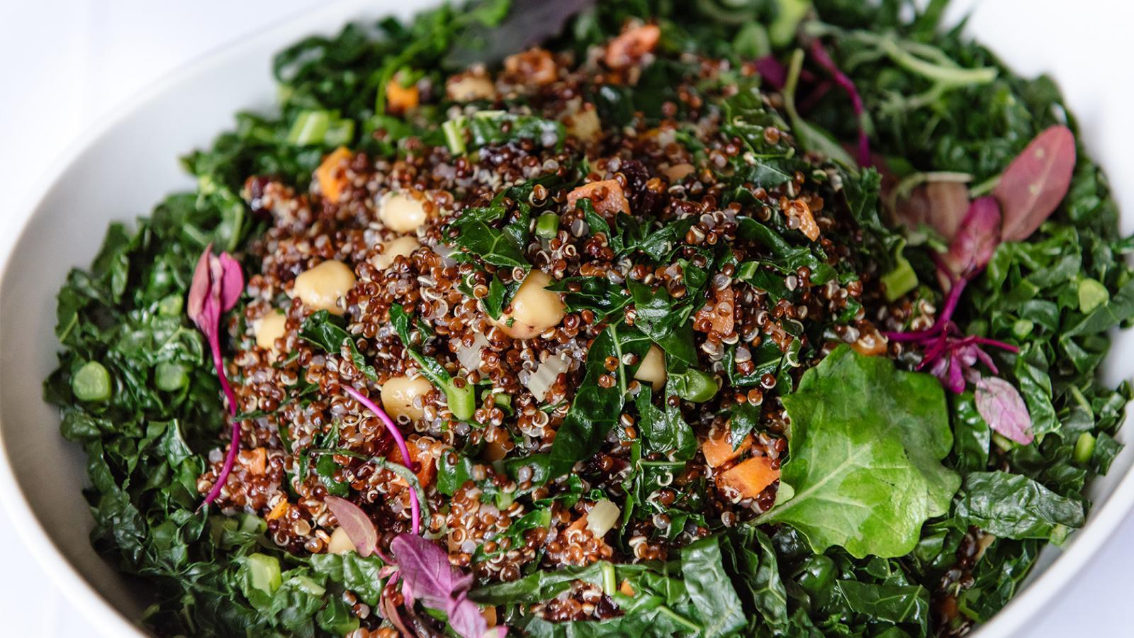 A large quinoa and kale salad.